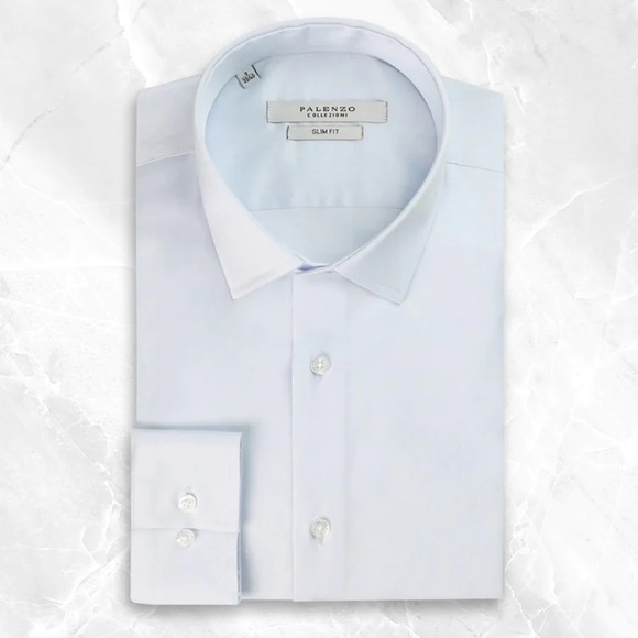 Palenzo Collezioni Men's Button Down Shirt,light blue, (Euro 39/40)US 15.5 - Picture 1 of 7